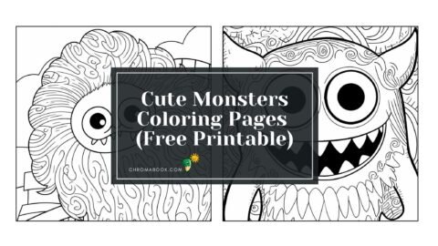 Coloring page featuring two cute, smiling monsters with intricate patterns. Free printable.