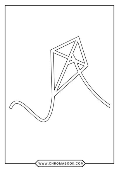A whimsical kite soaring among clouds, surrounded by playful patterns and swirls. Perfect for a fun coloring page. Free printable!