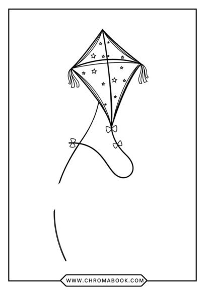 A whimsical kite coloring page featuring intricate patterns and playful designs, perfect for creative fun. Free printable!
