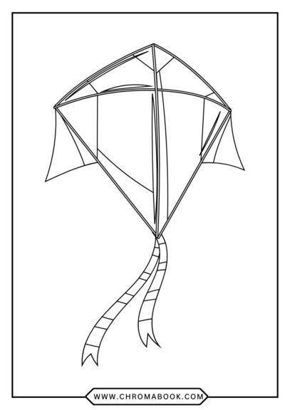 A whimsical kite coloring page featuring playful designs and patterns, perfect for creativity. Free printable for endless fun!