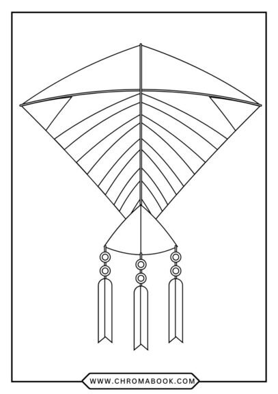 A whimsical kite design with swirls and patterns, perfect for creativity. Ideal for kids and adults alike. Free printable coloring page!