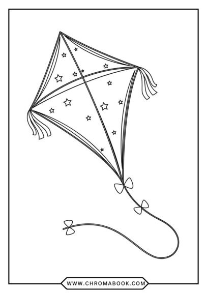 A whimsical kite soaring among fluffy clouds, featuring intricate patterns. Perfect for a fun coloring page, available as a free printable.