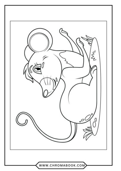 A whimsical rat design surrounded by intricate floral patterns, perfect for a fun coloring page. Free printable for creative enjoyment!