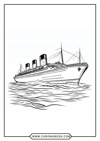 A detailed ship and boat scene with waves, perfect for a coloring page. Enjoy this free printable for creative fun!
