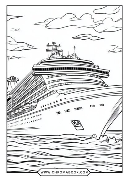 A detailed coloring page featuring various ships and boats on the water, perfect for creativity. Free printable for all ages!