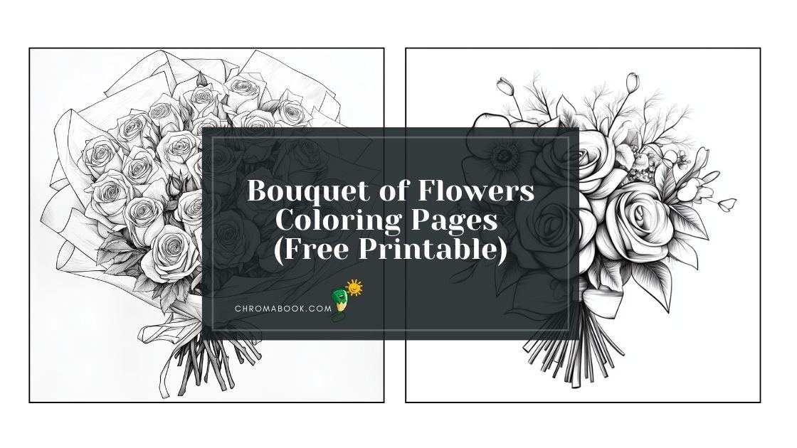 A detailed bouquet of flowers coloring page featuring various blooms and leaves, perfect for creativity. Free printable!
