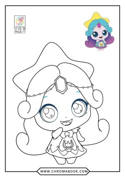 A whimsical scene featuring Teeny Pink and playful animals among flowers, perfect for kids. Free printable coloring page.