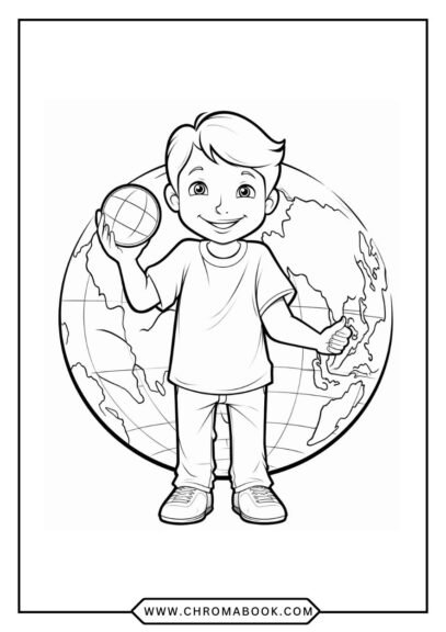 A detailed Earth-themed coloring page featuring intricate patterns of continents and oceans, perfect for creative fun. Free printable!