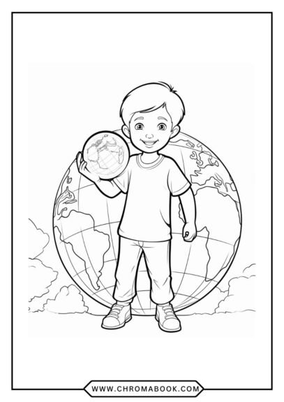 A detailed Earth-themed coloring page featuring intricate patterns of flora and fauna, perfect for relaxation. Free printable!