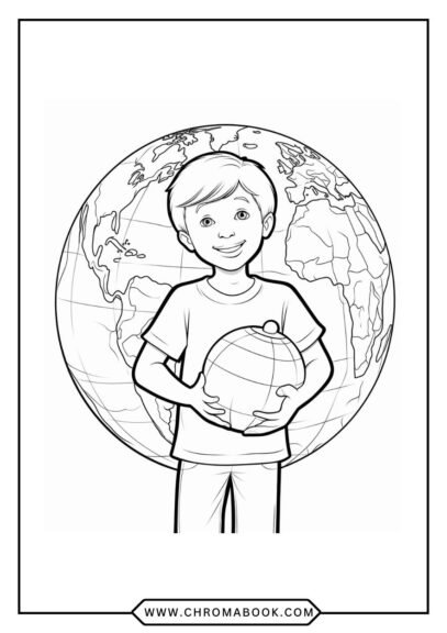 A detailed Earth-themed coloring page featuring intricate patterns of continents and oceans, perfect for a free printable creative experience.