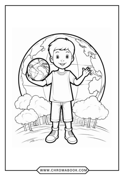 A detailed Earth-themed coloring page featuring intricate patterns of nature and animals, perfect for a creative escape. Free printable!