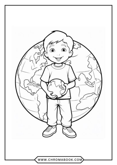 Intricate Earth-themed coloring page featuring a mandala design with nature elements; perfect for relaxation. Free printable!