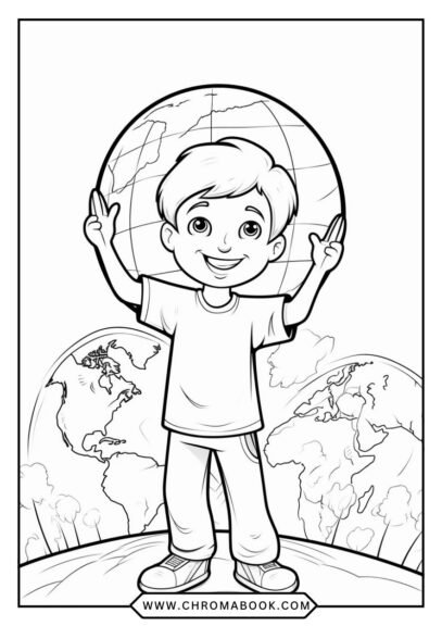A beautifully intricate Earth-themed coloring page featuring swirling patterns, nature elements, and animals, perfect for a free printable activity.