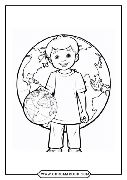 A detailed Earth-themed coloring page featuring intricate designs of the globe, flora, and fauna. Free printable for creative fun!