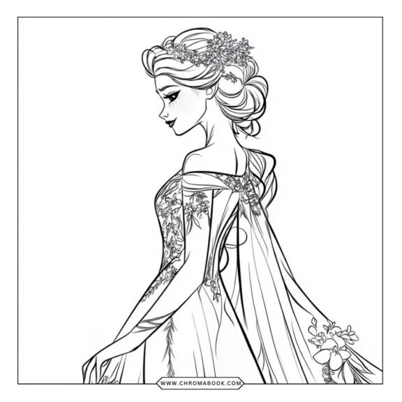 A whimsical coloring page featuring Elsa and Anna from Frozen, perfect for kids. Enjoy this free printable for creative fun!