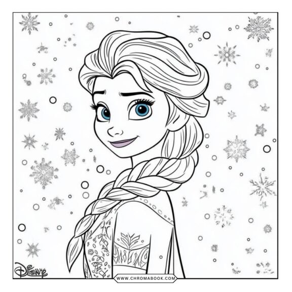 A whimsical coloring page featuring Elsa and Anna in a charming scene, perfect for creative expression. Free printable for all ages!