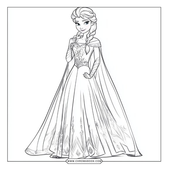 A delightful coloring page featuring Elsa and Anna in a whimsical scene, perfect for kids. Free printable for creative fun!