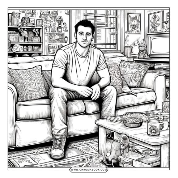 A fun F.R.I.E.N.D.S themed coloring page featuring iconic elements from the show; perfect for free printable creativity!
