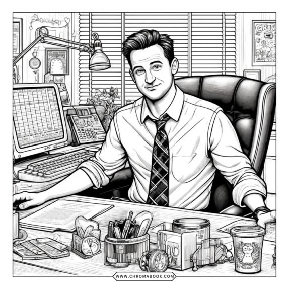 Coloring page featuring iconic elements from F.R.I.E.N.D.S, designed as a fun, free printable for fans to color and enjoy.