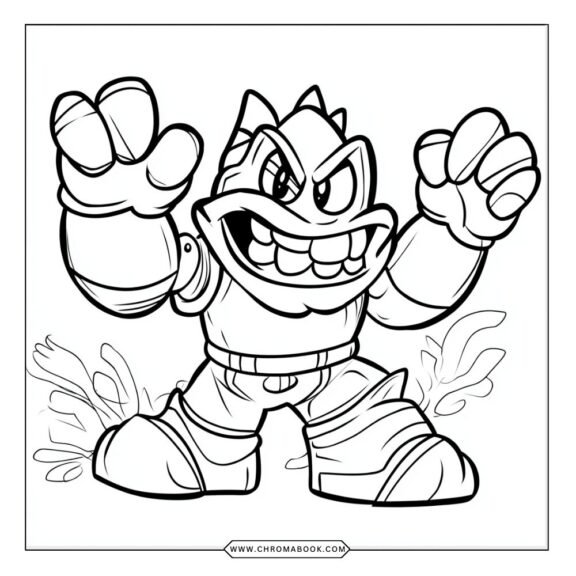 Goo Jit Zu characters in dynamic poses, ready for action on this fun coloring page. Perfect for kids, free printable!
