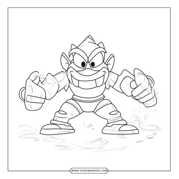 A fun Goo Jit Zu coloring page featuring dynamic characters in action poses, perfect for kids. Free printable for creative fun!