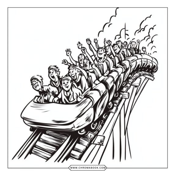 A fun Hershey Park-themed coloring page featuring whimsical rides and sweet treats, perfect for kids. Free printable!