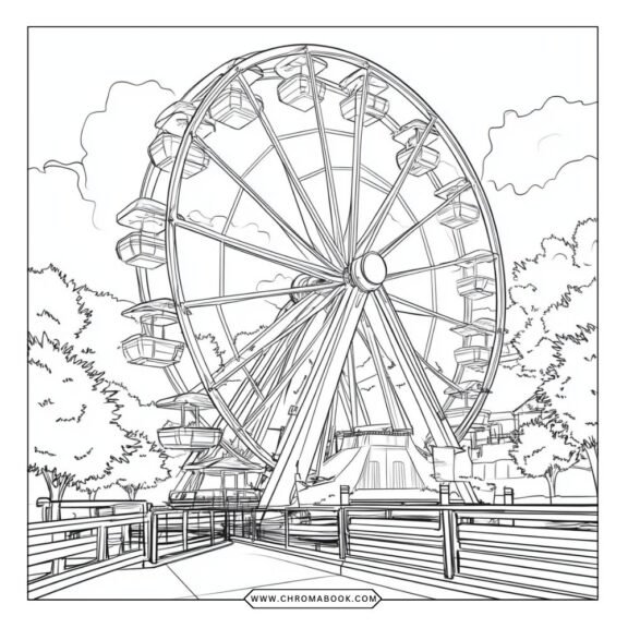 A whimsical Hershey Park coloring page featuring fun rides and playful characters, perfect for creative kids. Free printable!