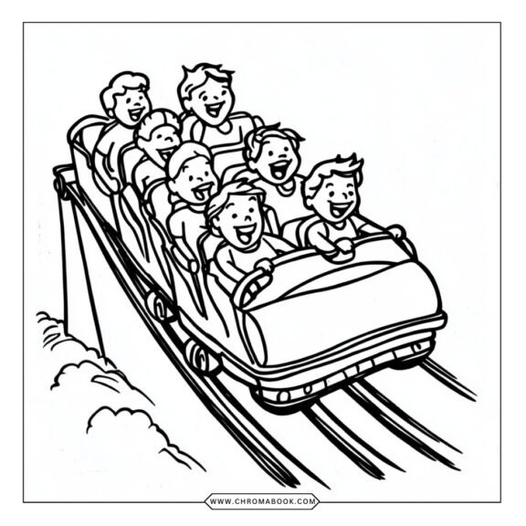 A fun Hershey Park-themed coloring page featuring whimsical rides and sweet treats, perfect for kids. Free printable!