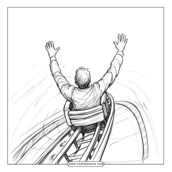 A fun Hershey Park coloring page featuring whimsical rides and sweet treats, perfect for kids. Free printable for creative enjoyment!