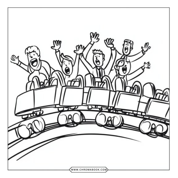 A fun Hershey Park-themed coloring page featuring roller coasters and candy designs, perfect for creative kids. Free printable!