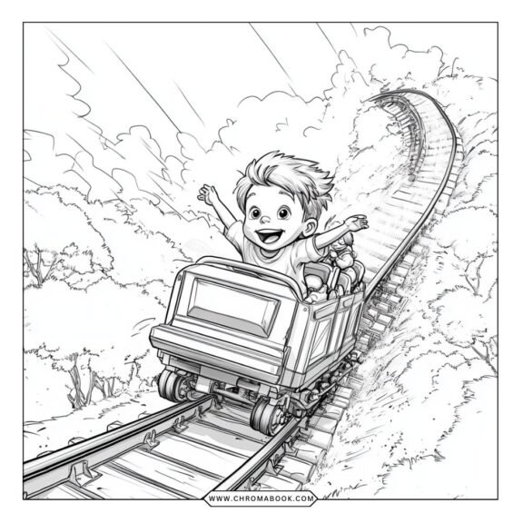 A whimsical Hershey Park coloring page featuring fun rides and playful characters, perfect for kids. Free printable!