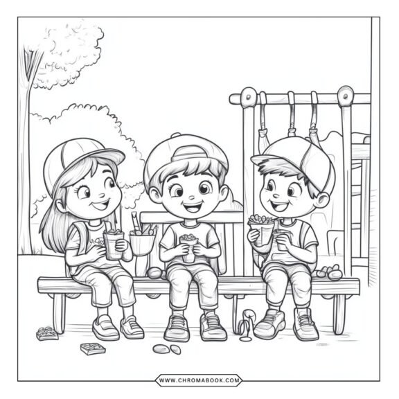 A whimsical Hershey Park-themed coloring page featuring fun rides and sweet treats, perfect for coloring. Free printable!