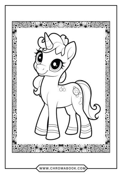 A whimsical Little Pony coloring page featuring playful ponies in a vibrant landscape, perfect for a fun, free printable activity!