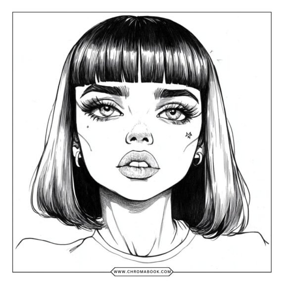 A whimsical coloring page featuring Melanie Martinez-inspired characters and designs, perfect for creative fun. Free printable!