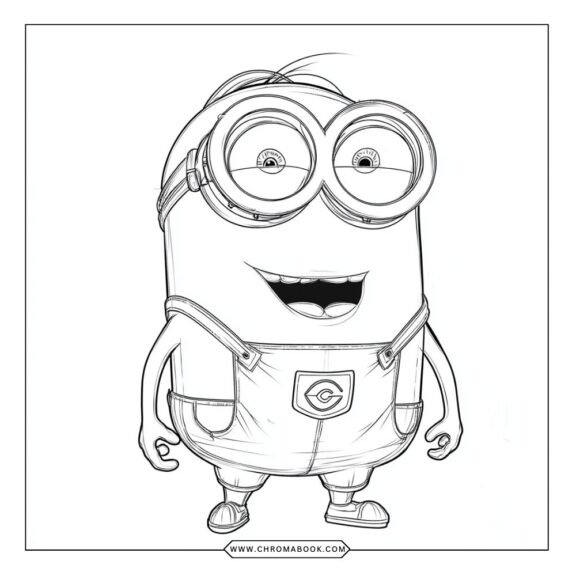 A fun Minions coloring page featuring playful Minion characters amidst whimsical designs. Perfect for free printable creativity!