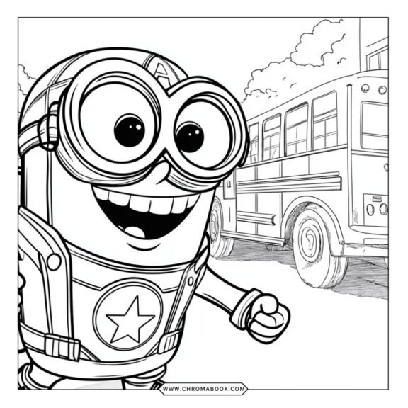 A fun Minions coloring page featuring playful Minion characters in whimsical poses, perfect for kids. Free printable!