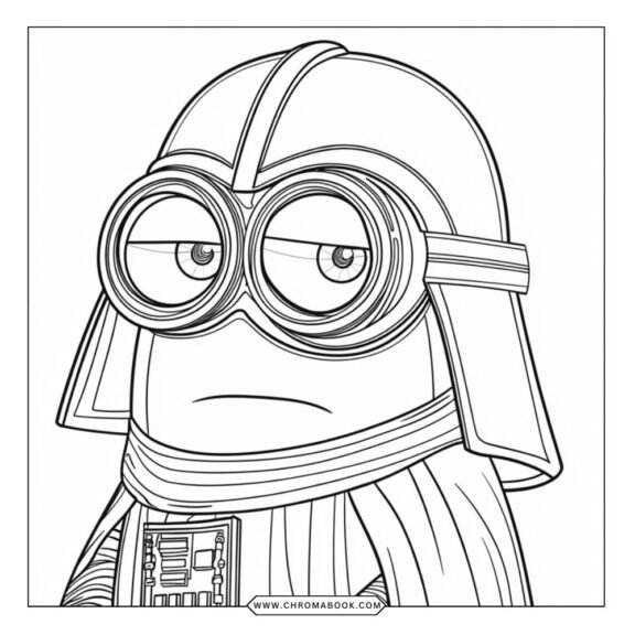 A fun Minions coloring page featuring playful Minion characters surrounded by whimsical patterns, perfect for a free printable activity.
