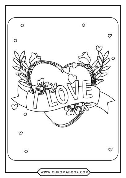 A beautiful floral pattern featuring hearts and flowers, perfect for Mother's Day. Free printable coloring page to celebrate moms!