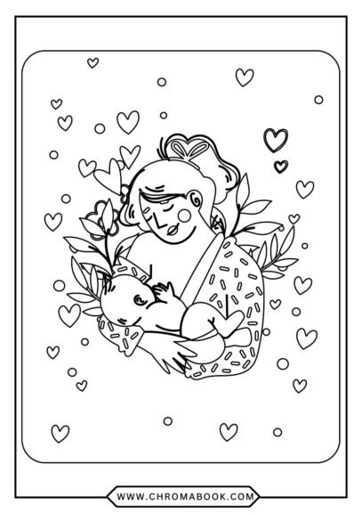 A beautiful floral mandala design featuring intricate petals and leaves, perfect for a Mother's Day coloring page. Free printable!