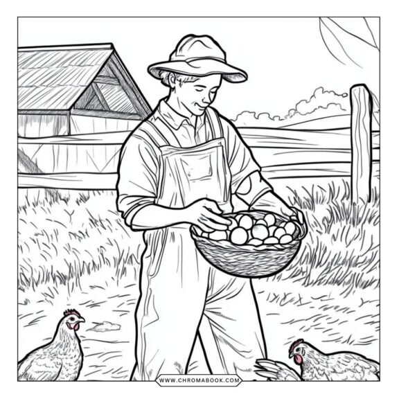 A colonial life coloring page featuring detailed scenes of early American settlers, homes, and nature; free printable for creative fun!
