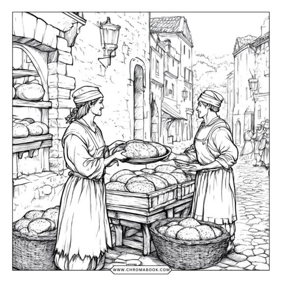 A detailed colonial life coloring page featuring historical scenes and symbols; perfect for creativity. Free printable for all ages!