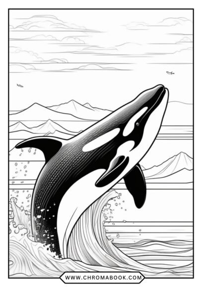 A detailed killer whale coloring page featuring intricate designs and patterns, perfect for creative fun. Free printable!