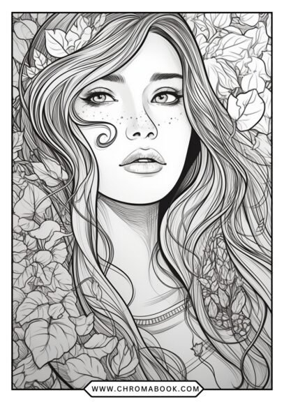 A detailed floral coloring page featuring intricate petals and leaves, perfect for relaxation. Free printable for your creative enjoyment!
