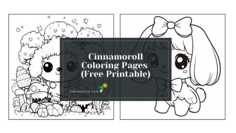 A whimsical Cinnamoroll coloring page featuring adorable puppies and playful clouds. Perfect for kids! Free printable.