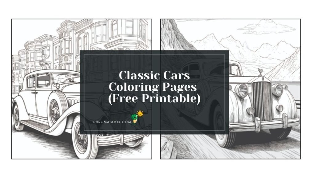 A detailed coloring page featuring classic cars in various styles, perfect for enthusiasts. Enjoy this free printable design!