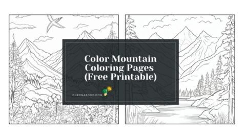 A serene mountain landscape with intricate patterns, perfect for relaxation. Enjoy this free printable coloring page!