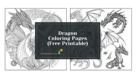 A detailed dragon coloring page featuring intricate scales and swirling flames, perfect for creativity. Free printable available!