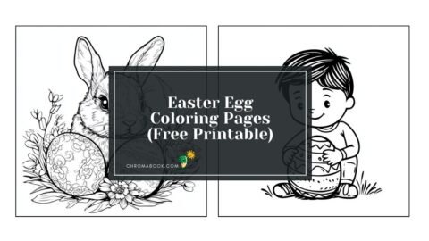 A whimsical coloring page featuring beautifully decorated Easter eggs with floral patterns and playful designs, available as a free printable.