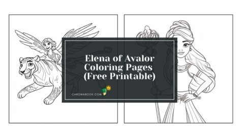 A fun Elena of Avalor coloring page featuring Elena in her royal dress, surrounded by vibrant floral patterns; free printable for creativity!