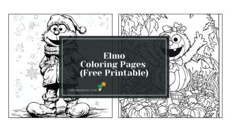 A fun Elmo coloring page featuring the beloved character surrounded by playful patterns, perfect for kids. Free printable!